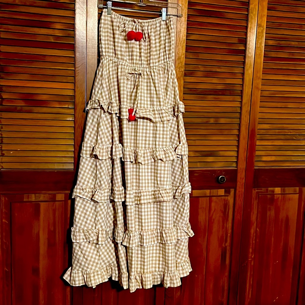 Brand new never worn strapless checked sundress